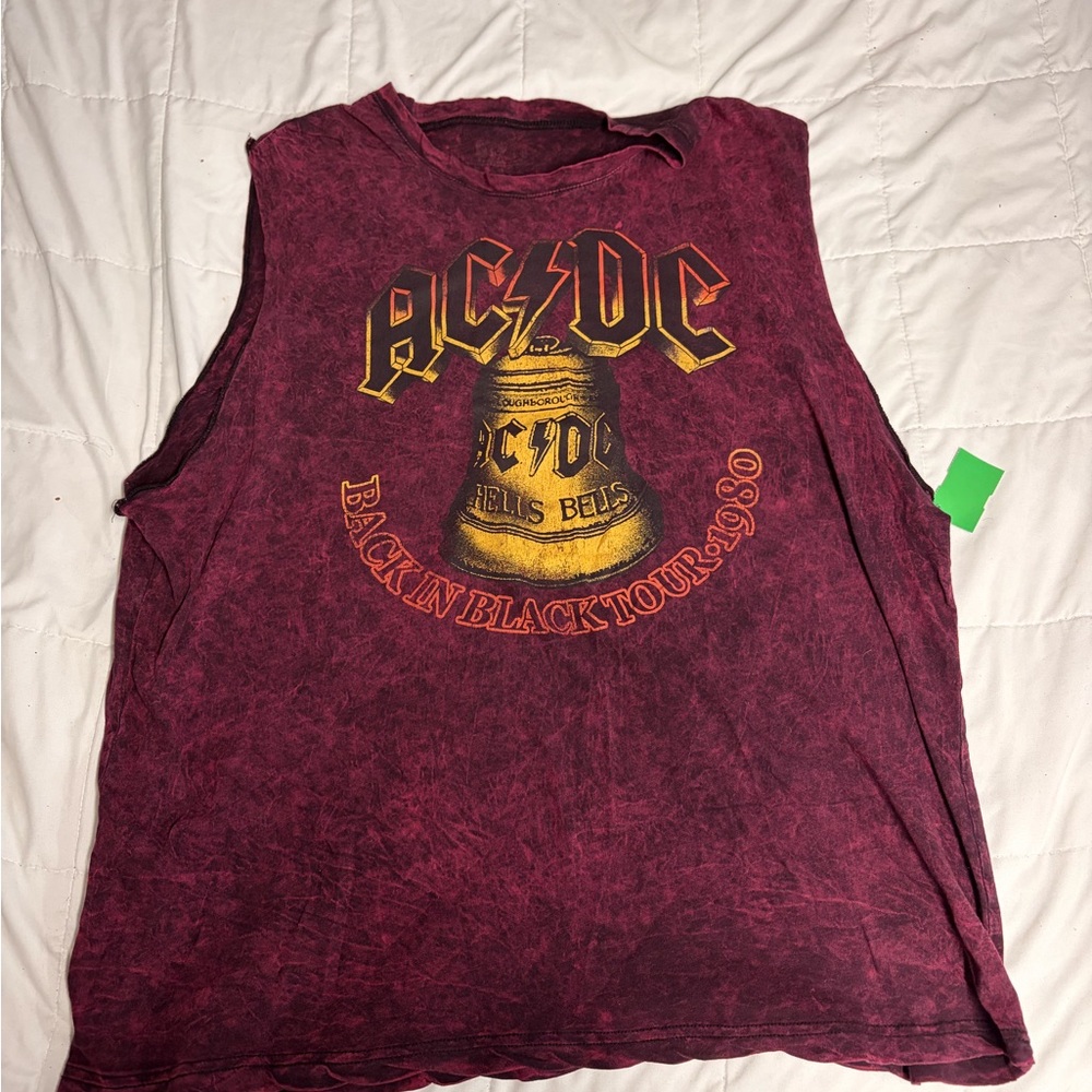 AC/DC Red Sleeveless Casual Button Down Shirt